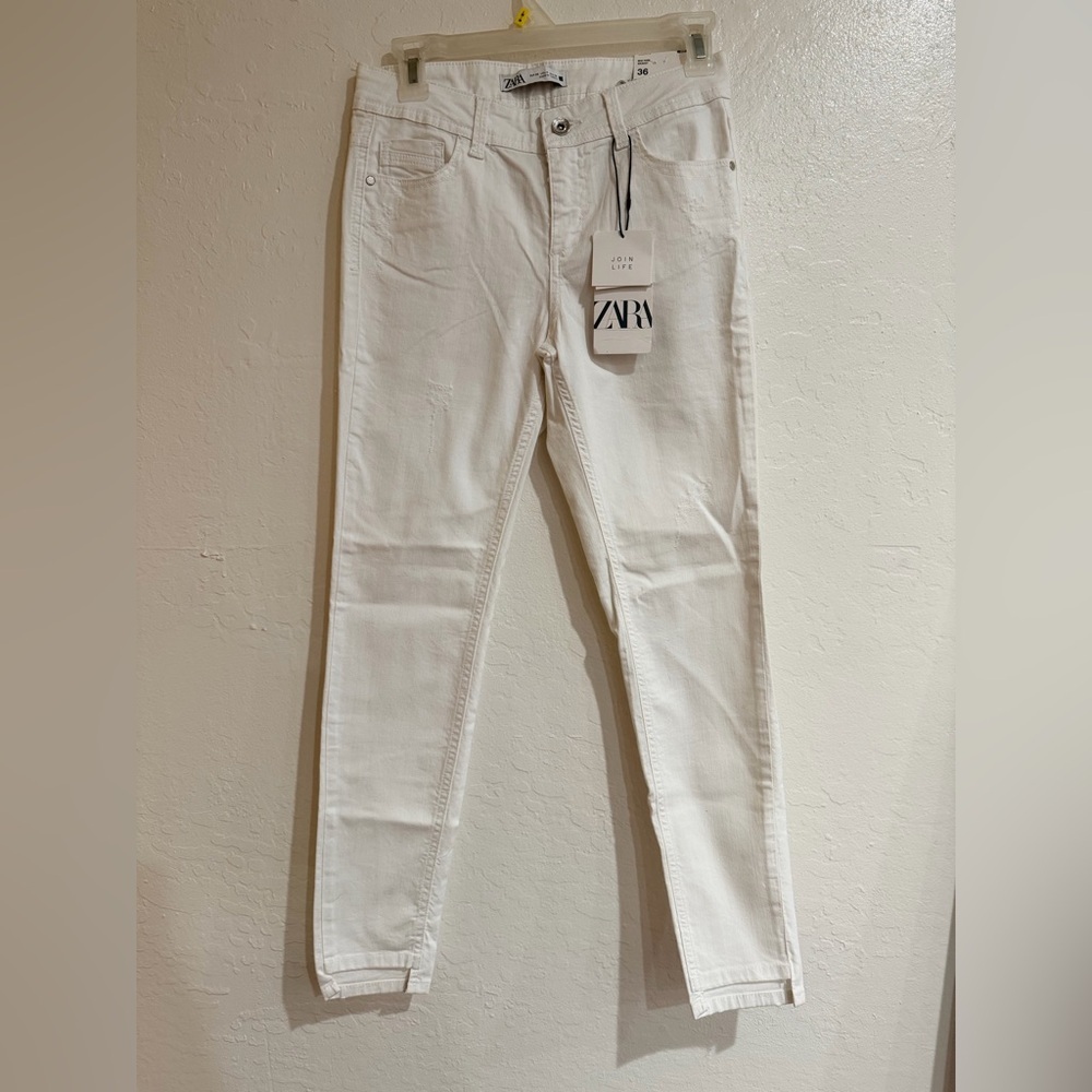 Zara White Denim Mid Rise Skinny Jeans size 4 - Picture 3 of 9